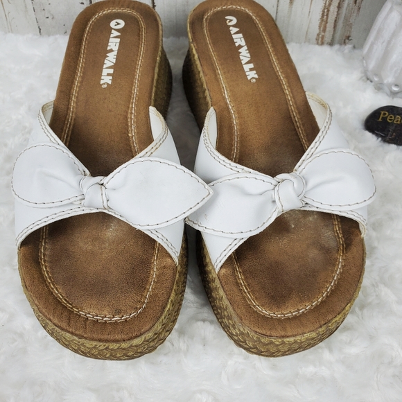 Airwalk Bow Wedge Sandals White Size 10 - Picture 4 of 11